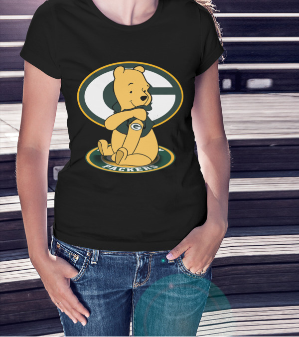 Pooh Green Bay Packers Crossover Football Bear T-Shirt