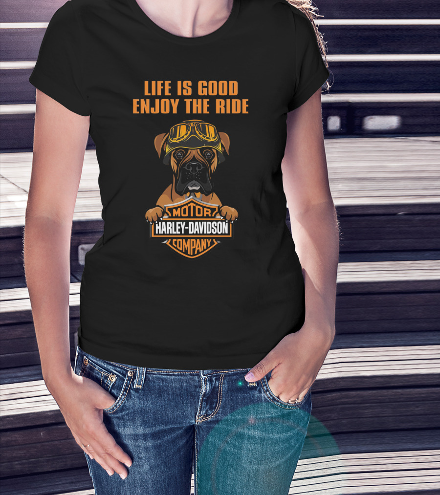 Life Is Good Enjoy The Ride Harley Davidson Motor Company Boxer T-Shirt