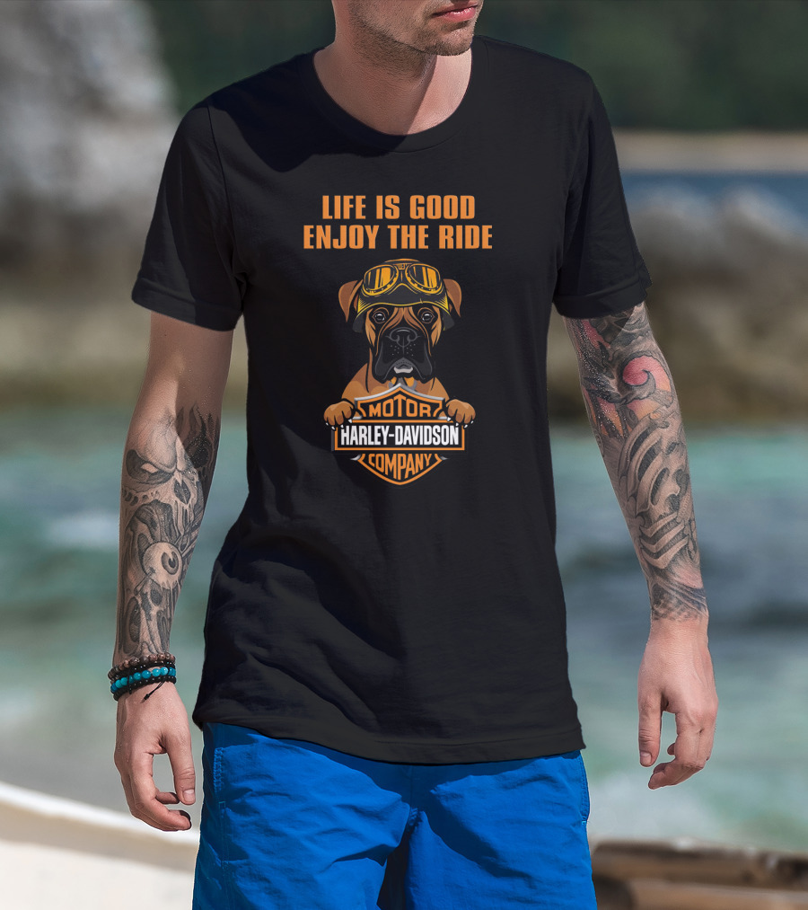 Life Is Good Enjoy The Ride Harley Davidson Motor Company Boxer T-Shirt