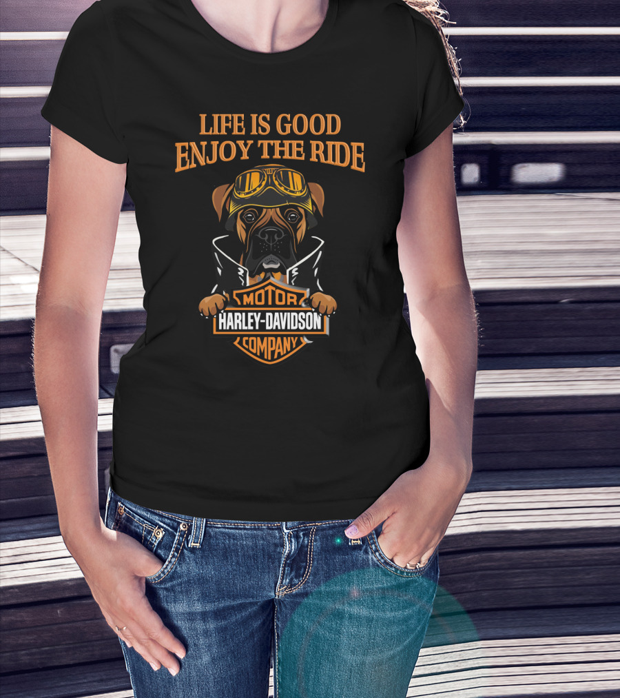 Life Is Good Enjoy The Ride Harley Davidson Boxer Motor Company T-Shirt