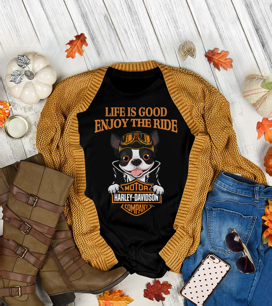 Life Is Good Enjoy The Ride Motor Harley Davidson Company Boston T-Shirt