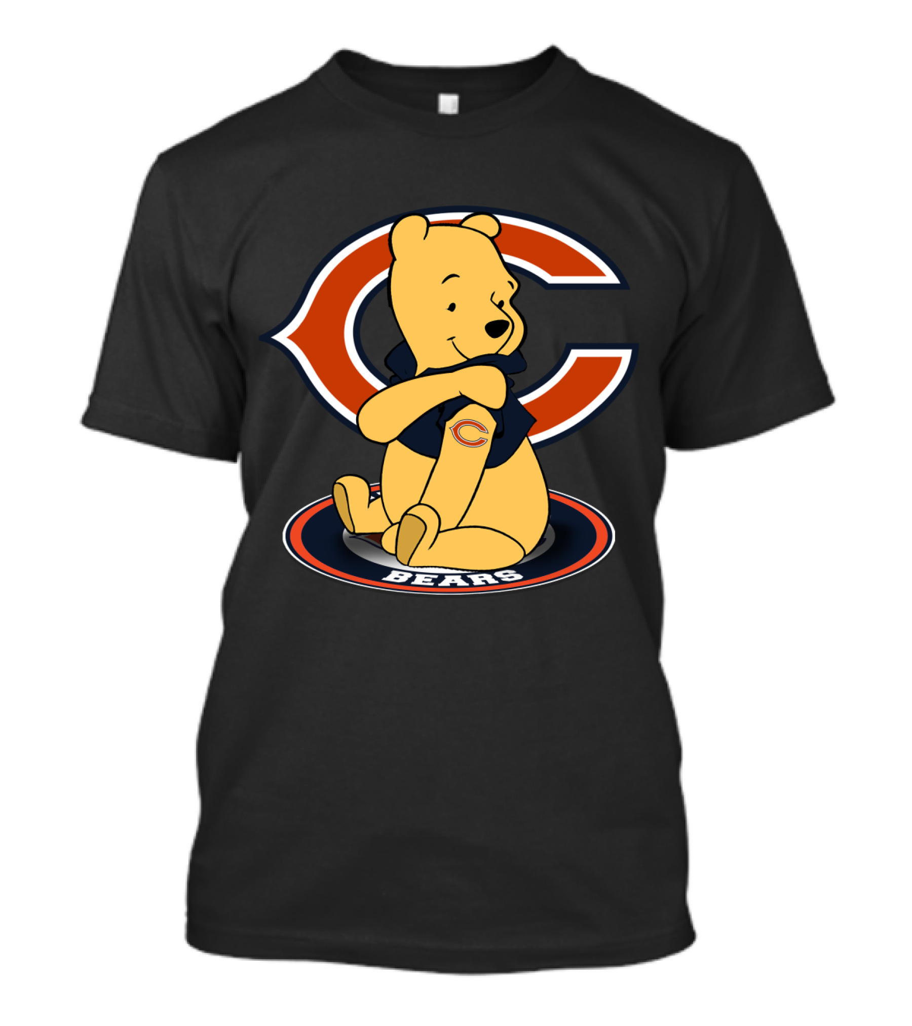Pooh Chicago Bears C Logo Hugging Fan T-Shirt
