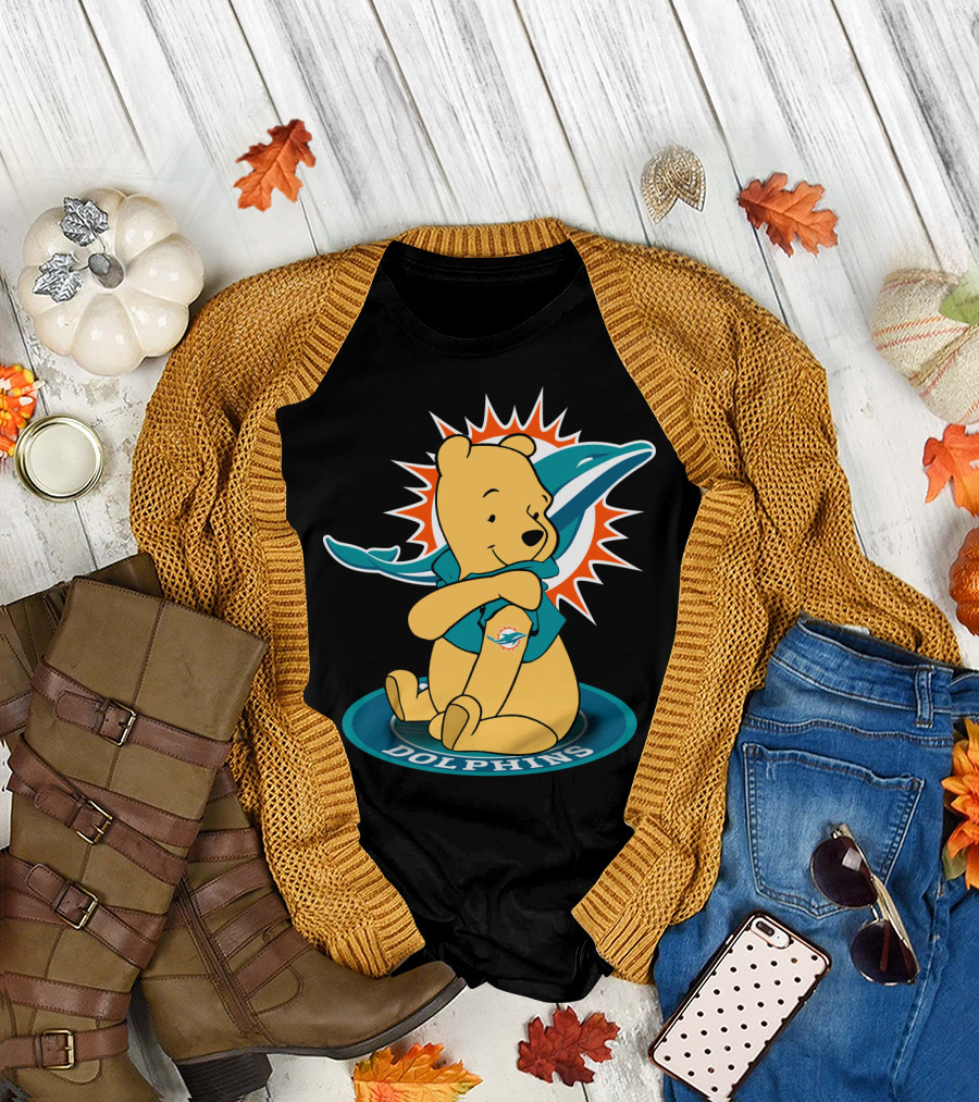 Pooh Dolphins Miami Football Fan Crossover T-Shirt