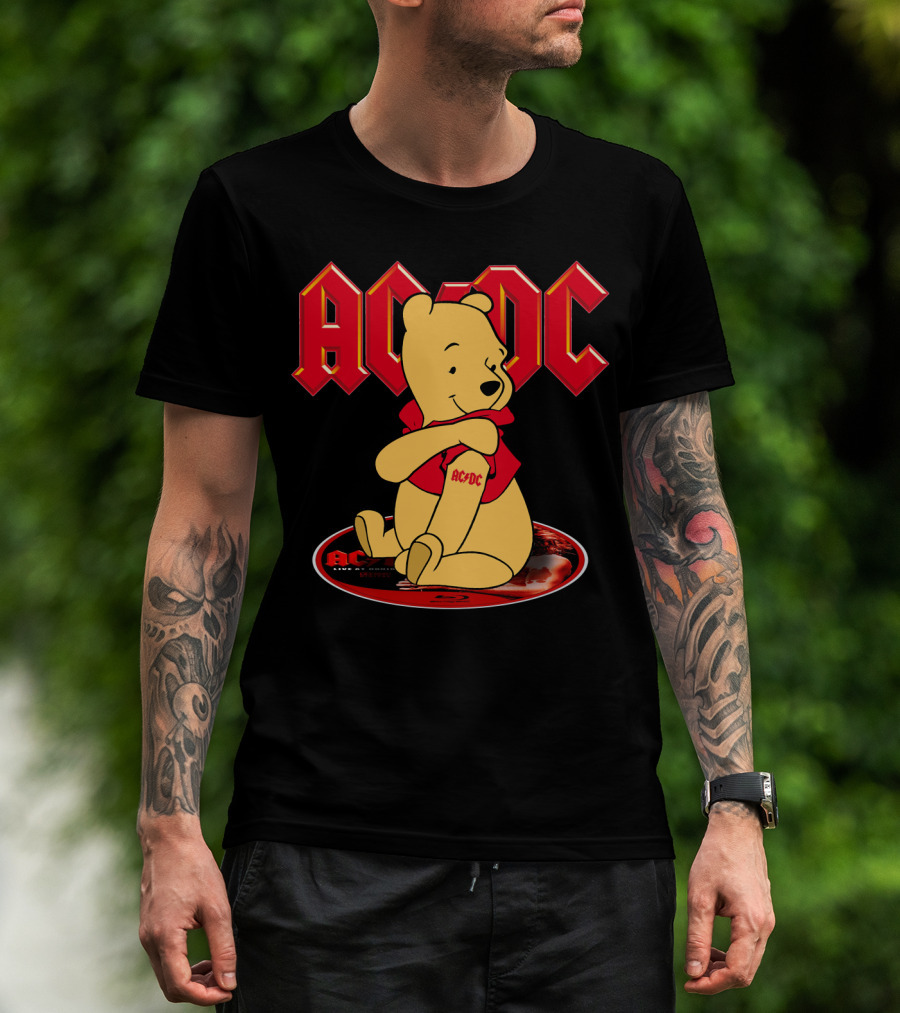 Acdc Pooh Bear Red Logo Crossover T-Shirt