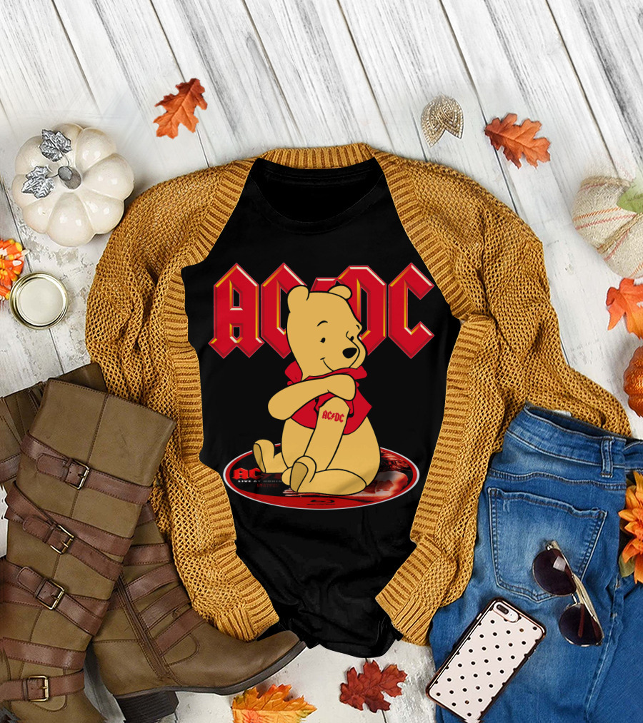 Acdc Pooh Bear Red Logo Crossover T-Shirt