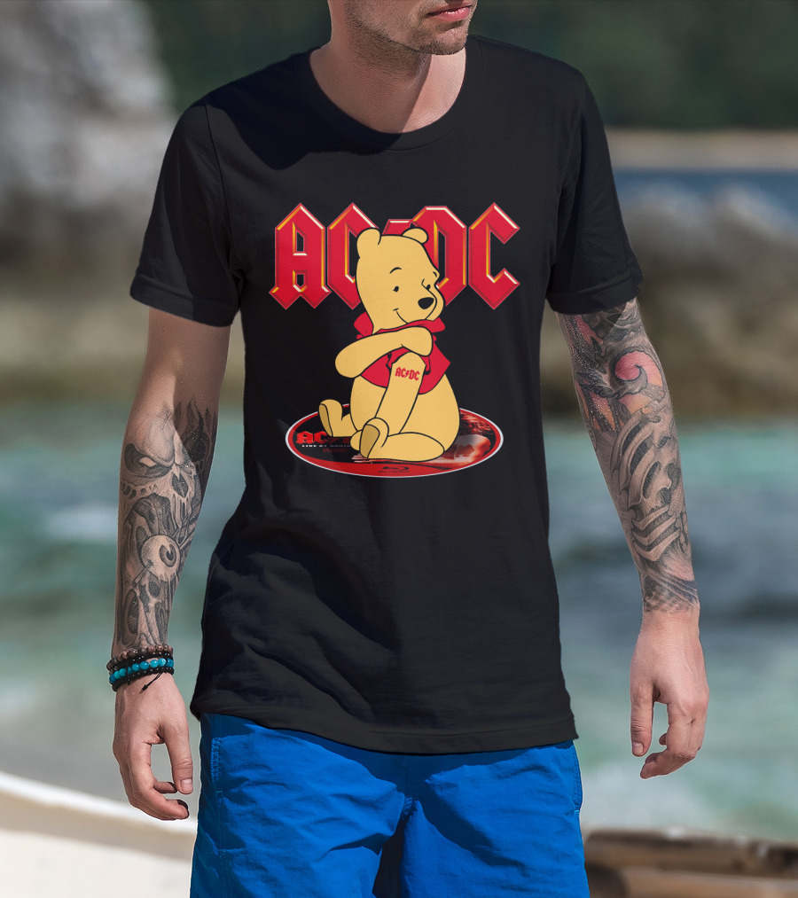 Acdc Pooh Bear Red Logo Crossover T-Shirt