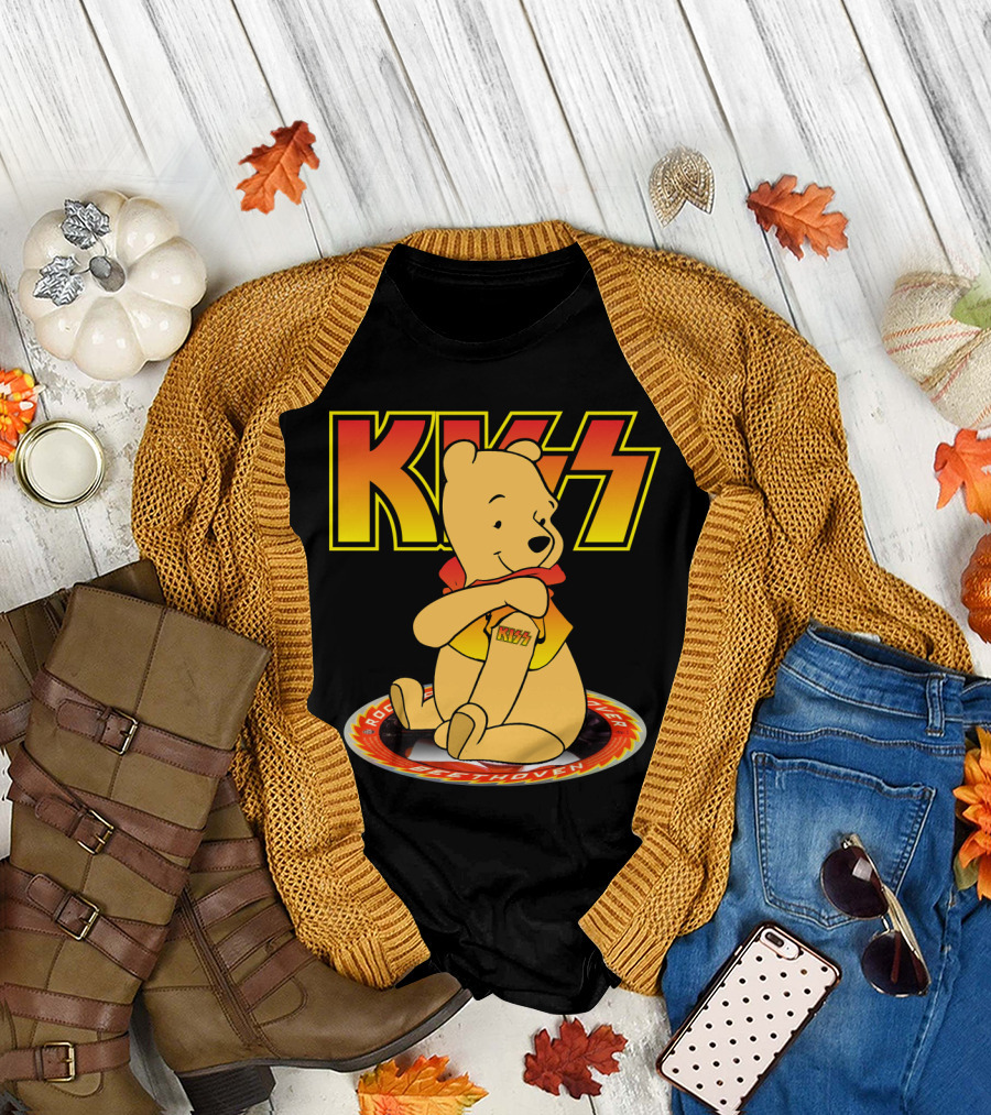 Kiss Pooh Rock And Roll Over T-Shirt
