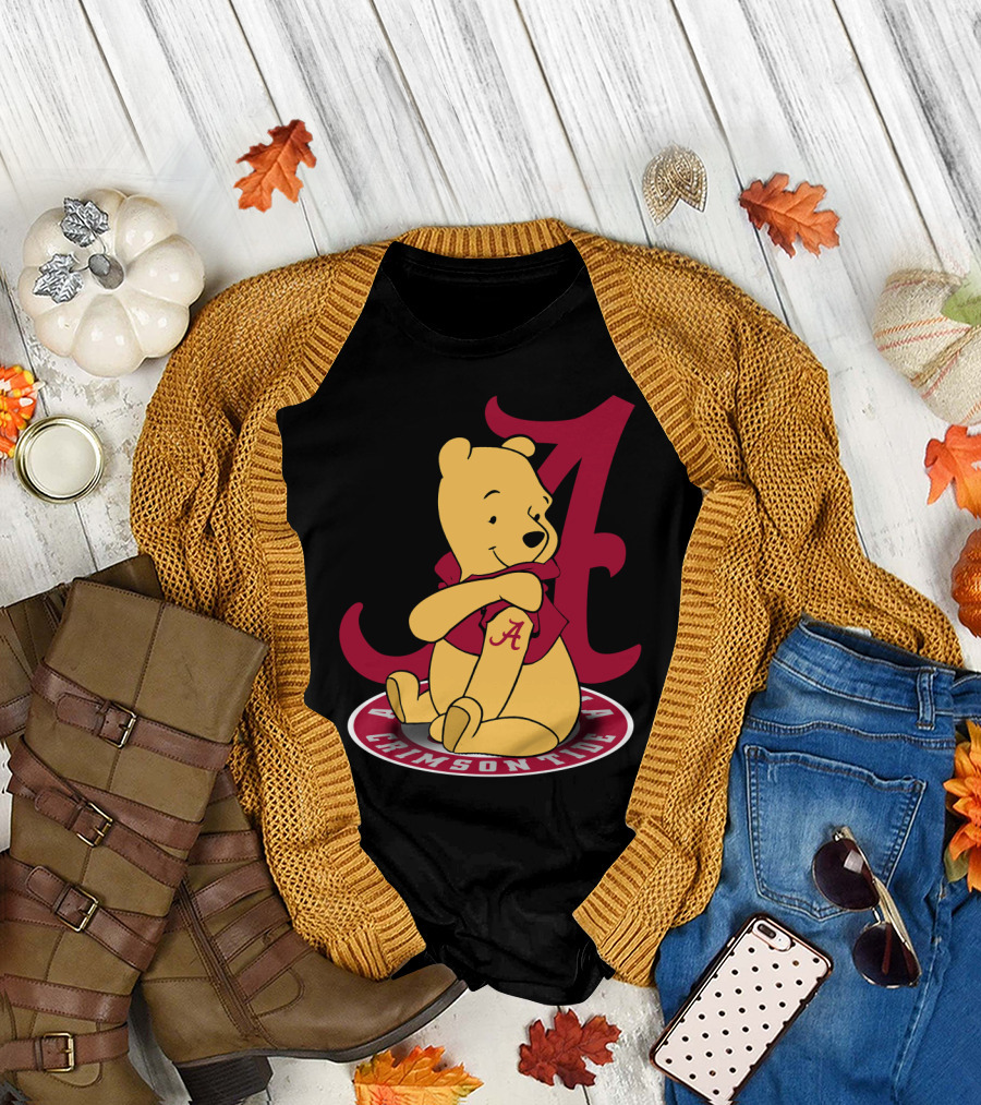 Pooh With Alabama Crimson Tide T-Shirt