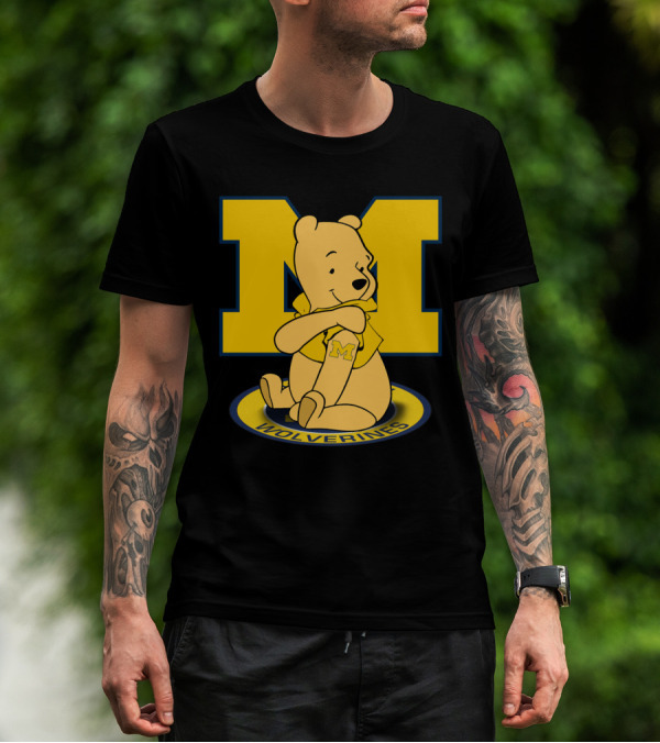 Pooh Bear Michigan Wolverines M Logo T-Shirt