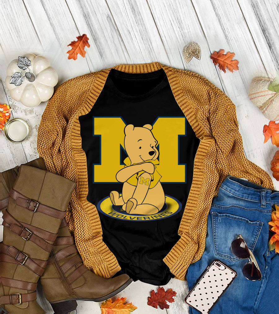 Pooh Bear Michigan Wolverines M Logo T-Shirt