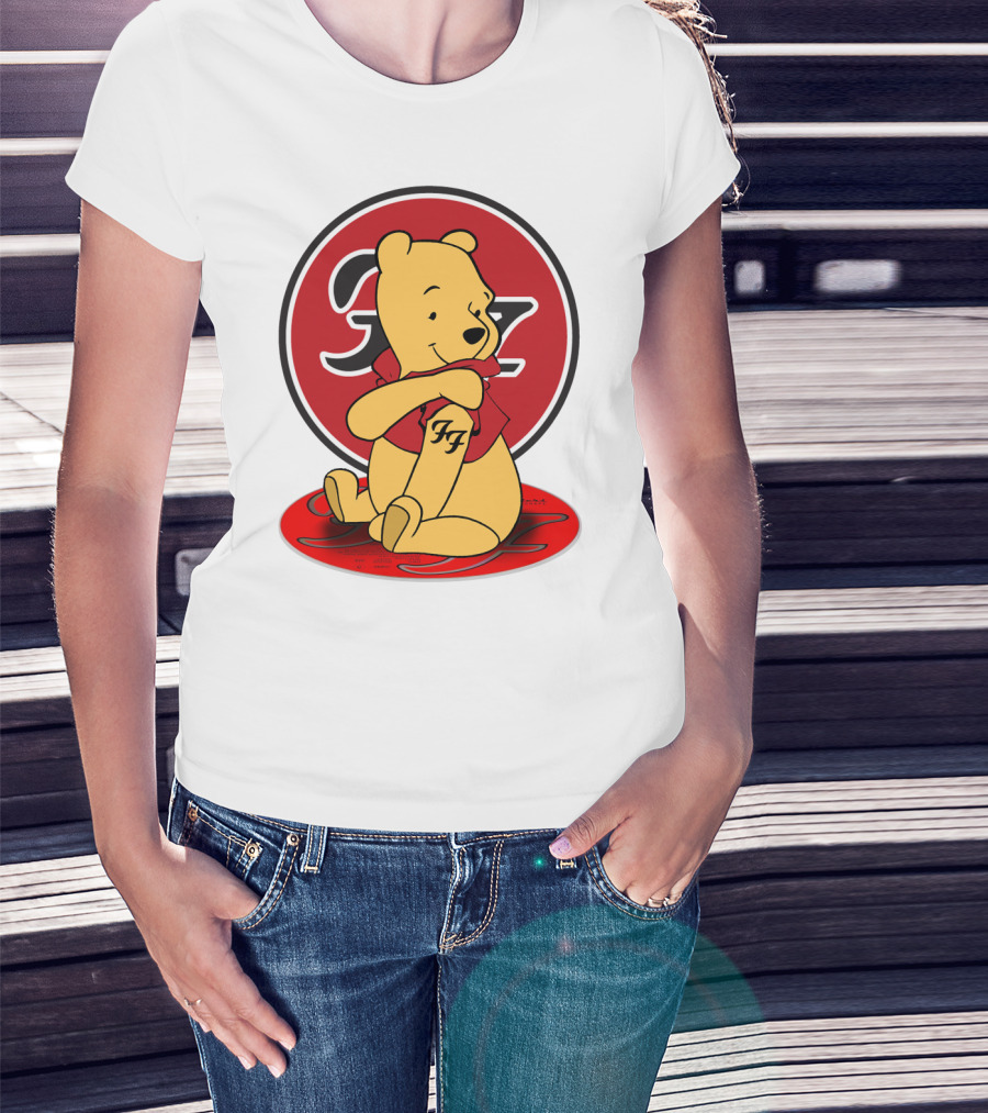 Pooh Bear Foo Fighters Logo Crossover T-Shirt