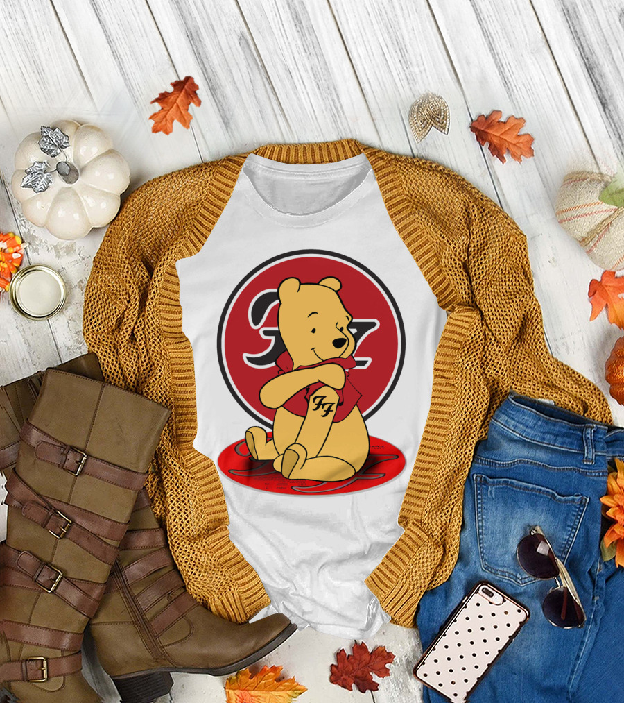 Pooh Bear Foo Fighters Logo Crossover T-Shirt