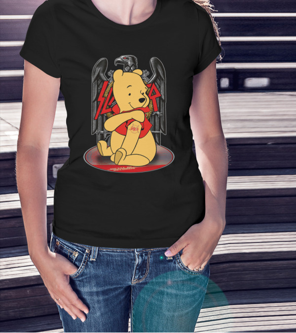Pooh Slayer Winnie With Metal Eagle Emblem T-Shirt