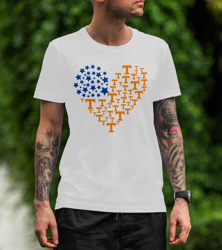 Heartflag Tennessee Volunteers Ncaa Stars T T-Shirt