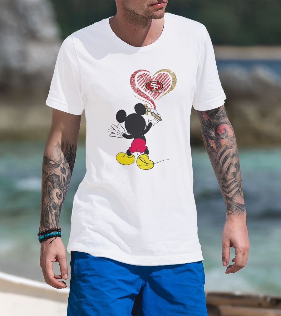 Mickey Mouse Painting San Francisco 49ers Heart T-Shirt