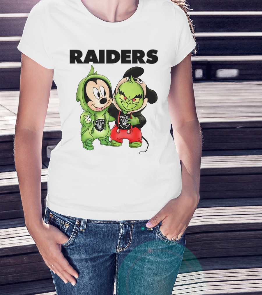 Mickey And Grinch Raiders Hoodie Cute Cartoon Characters T-Shirt