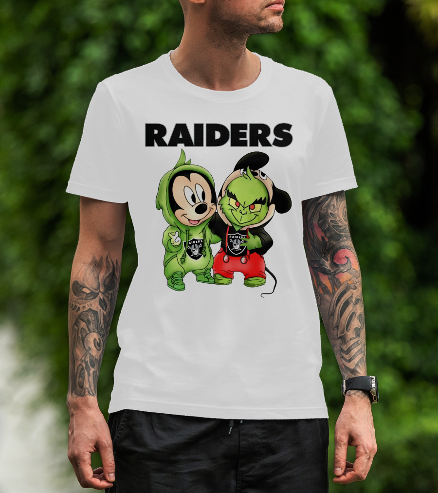 Mickey And Grinch Raiders Hoodie Cute Cartoon Characters T-Shirt