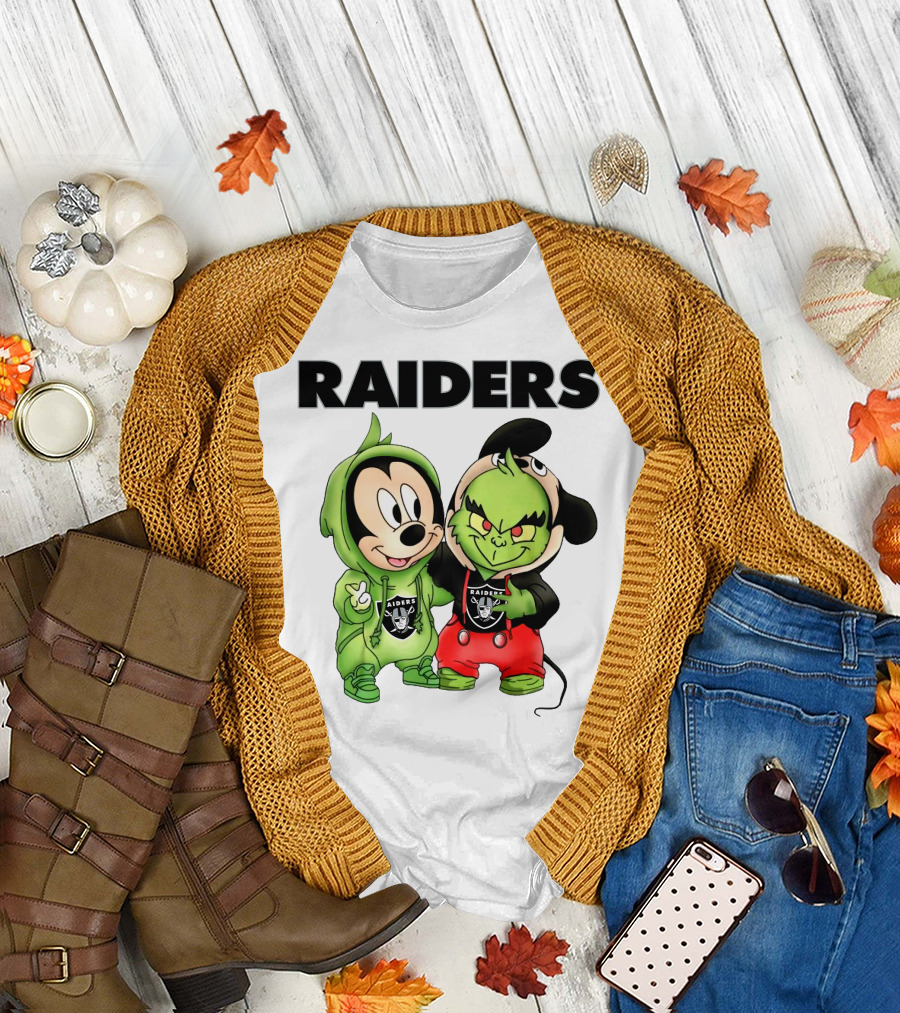 Mickey And Grinch Raiders Hoodie Cute Cartoon Characters T-Shirt