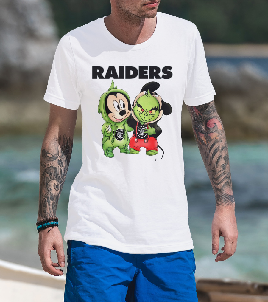 Mickey And Grinch Raiders Hoodie Cute Cartoon Characters T-Shirt