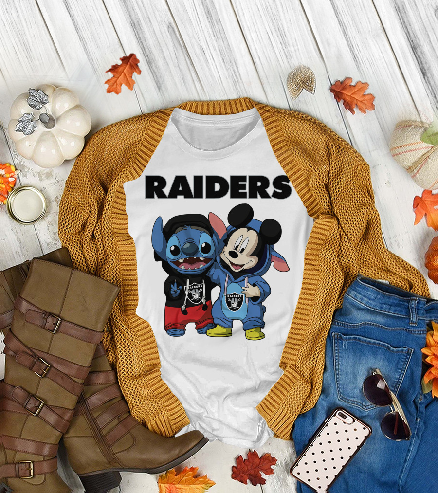 Stitch And Mickey Raiders Hoodie Duo T-Shirt