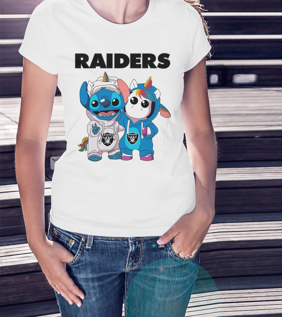 Raiders Stitch And Unicorn In Team Hoodies T-Shirt
