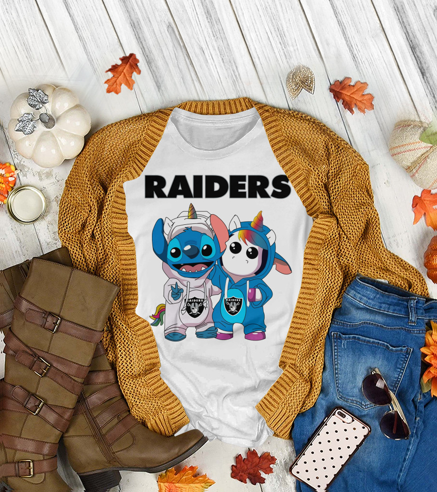 Raiders Stitch And Unicorn In Team Hoodies T-Shirt