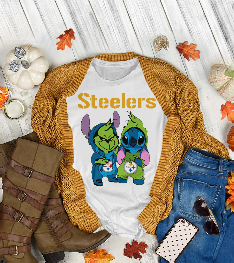 Grinch and Stitch Steelers Fans T-Shirt