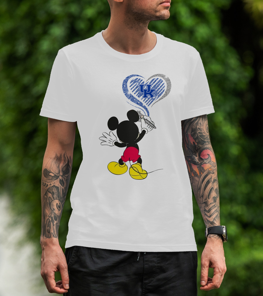 Mickey Uk Heart Drawing Kentucky Wildcats Ncaa T-Shirt