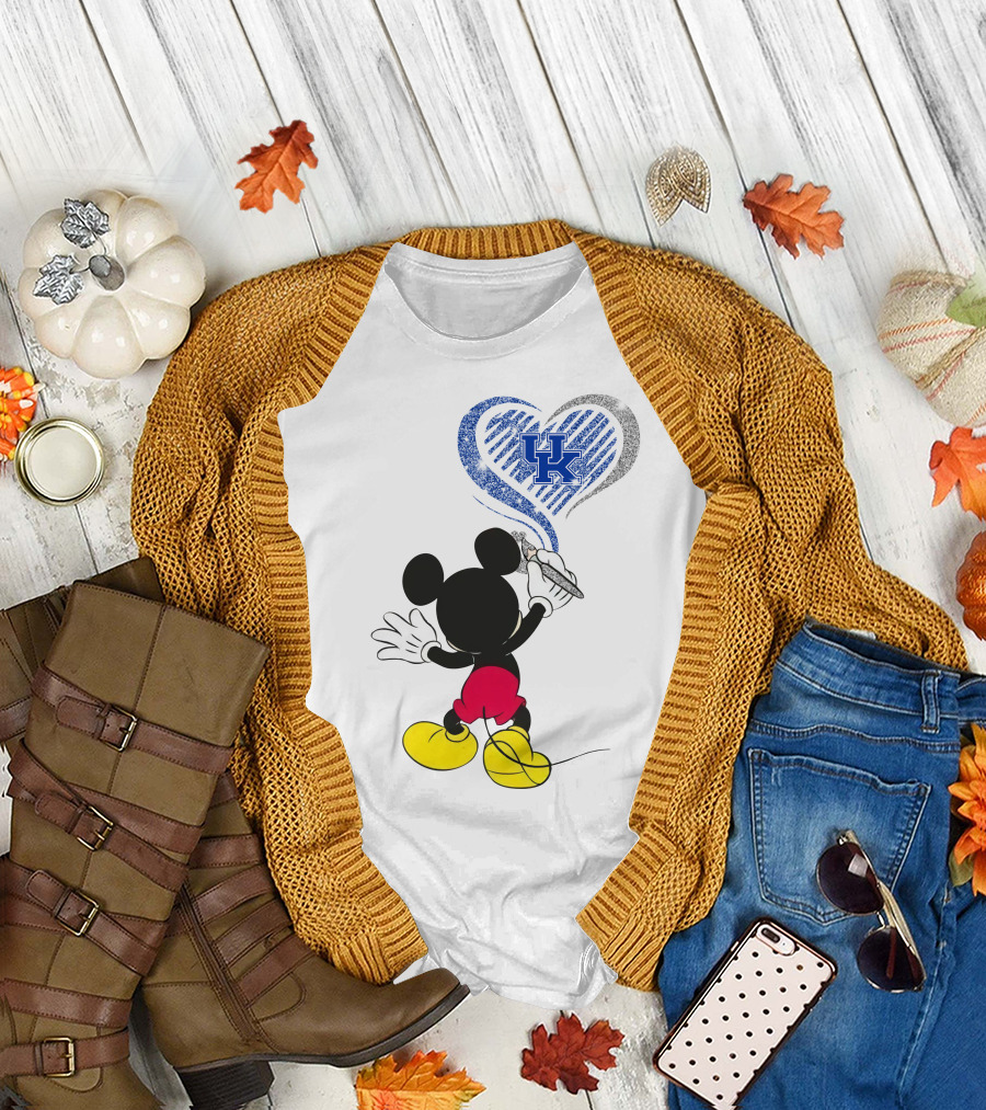 Mickey Uk Heart Drawing Kentucky Wildcats Ncaa T-Shirt