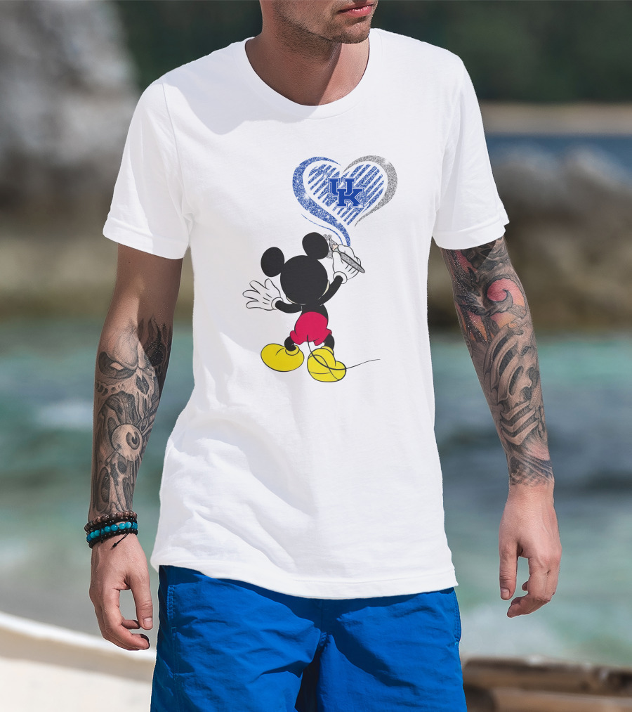 Mickey Uk Heart Drawing Kentucky Wildcats Ncaa T-Shirt