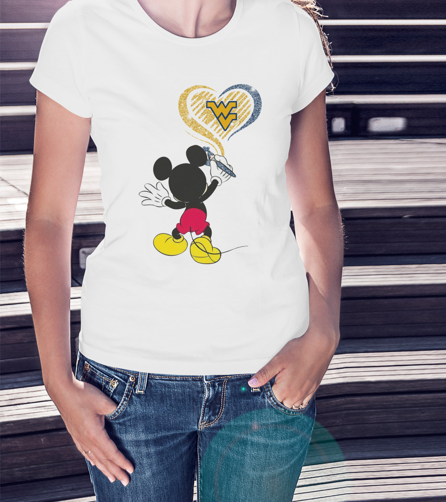 Mickey Drawing Wvu Heart T-Shirt
