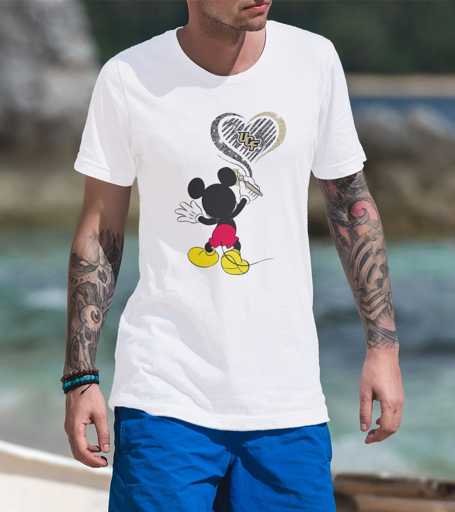 Ucf Knights Mickey Mouse Heart Drawing T-Shirt