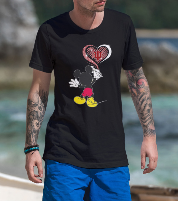 Mickey Mouse Drawing Heart With Indiana Hoosiers T-Shirt