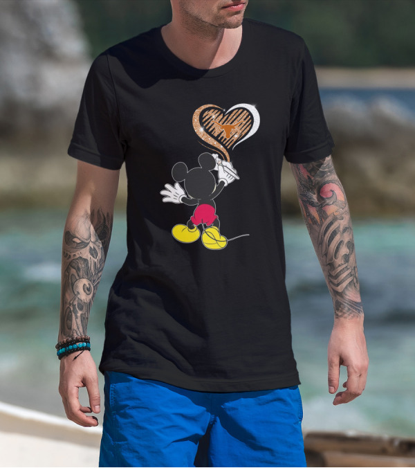 Mickey Mouse Painting Heart Texas Longhorns 32 T-Shirt