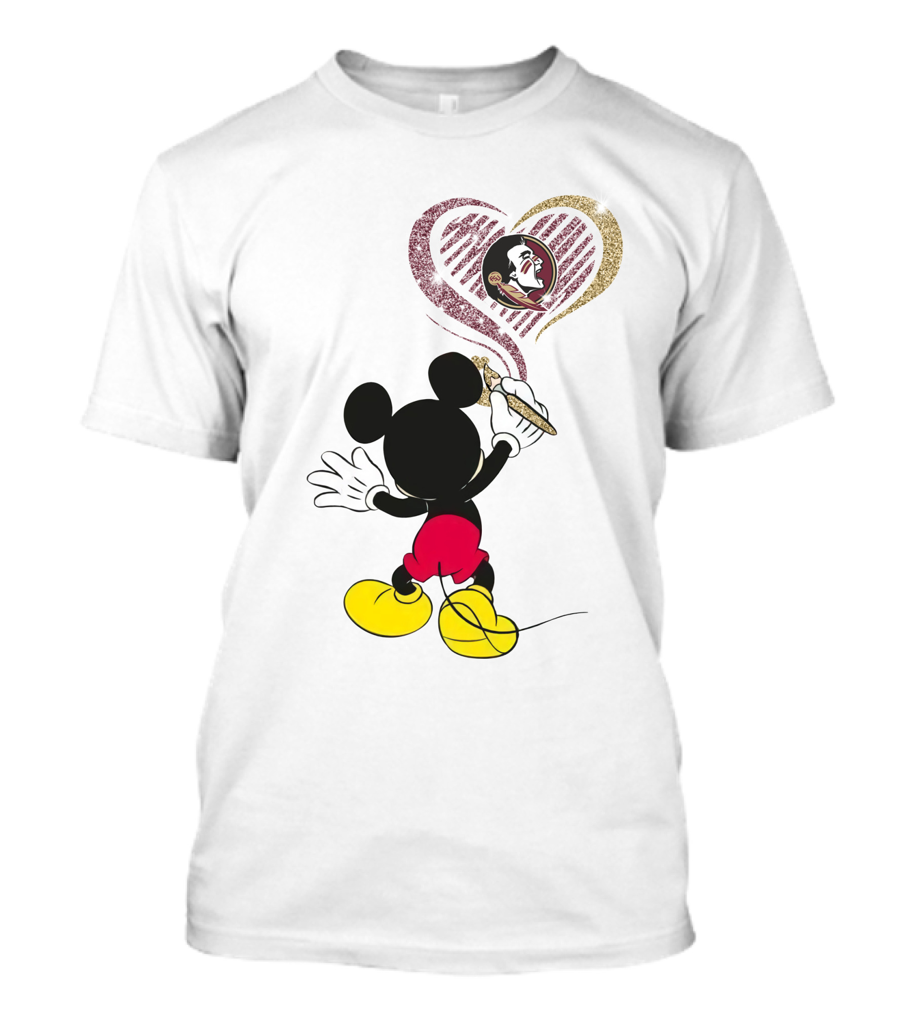 Mickey Florida State Seminoles Heart Logo Art T-Shirt