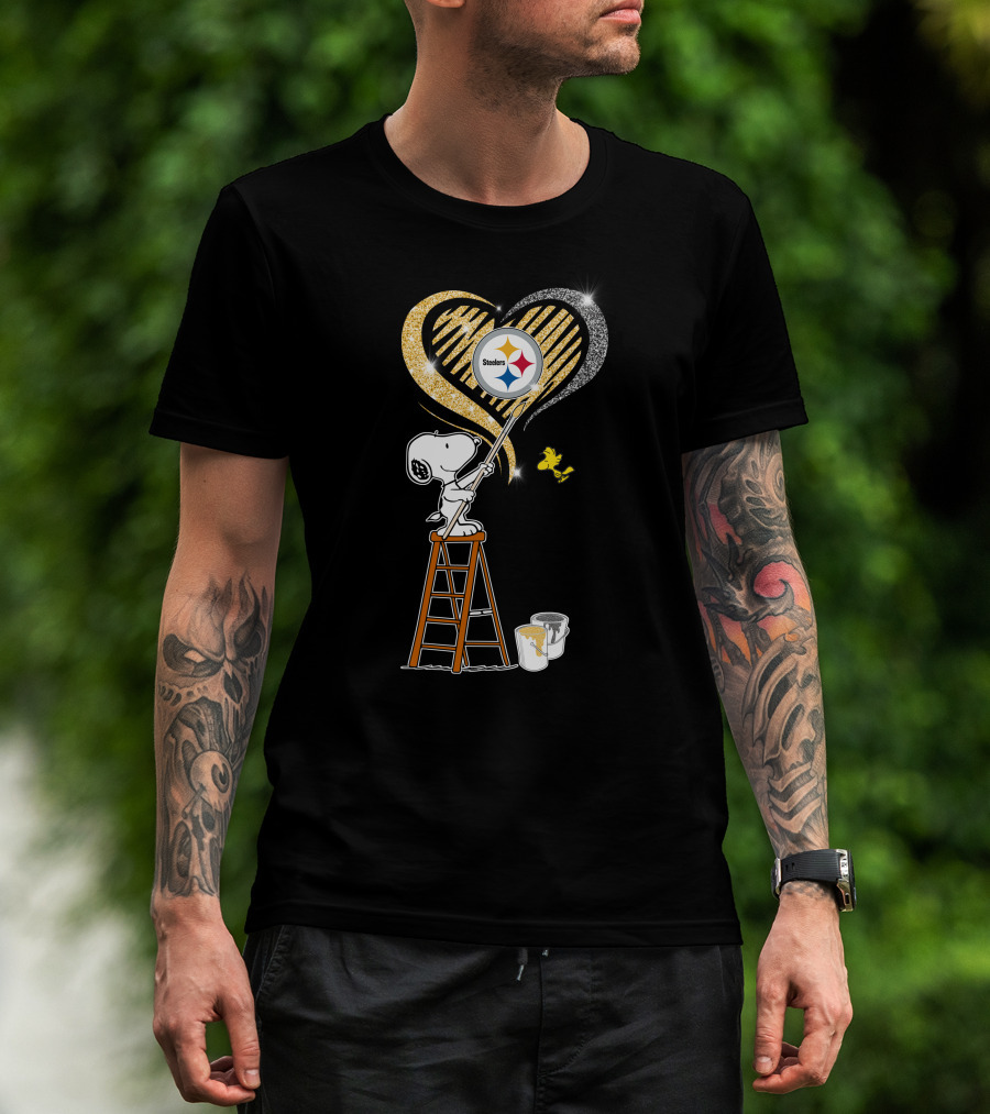 Snoopy Pittsburgh Steelers Heart Painting T-Shirt