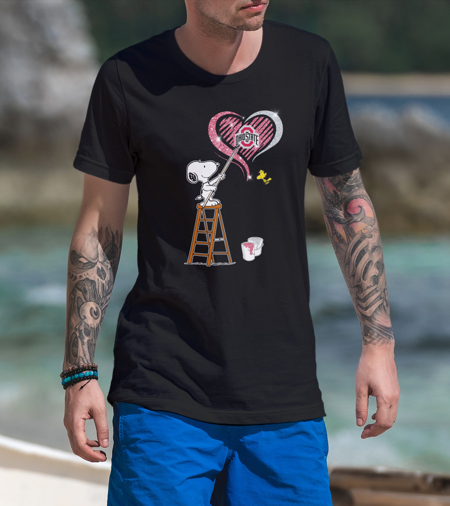 Ohio State Snoopy Heart Painting T-Shirt