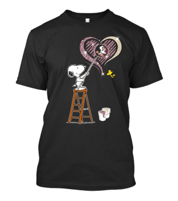 Snoopy Painting Heart With Ncaa Florida State Seminoles T-Shirt