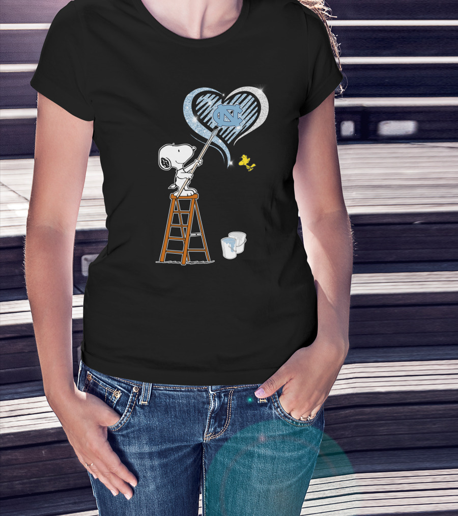 Snoopy Painting Unc Heart With Woodstock T-Shirt