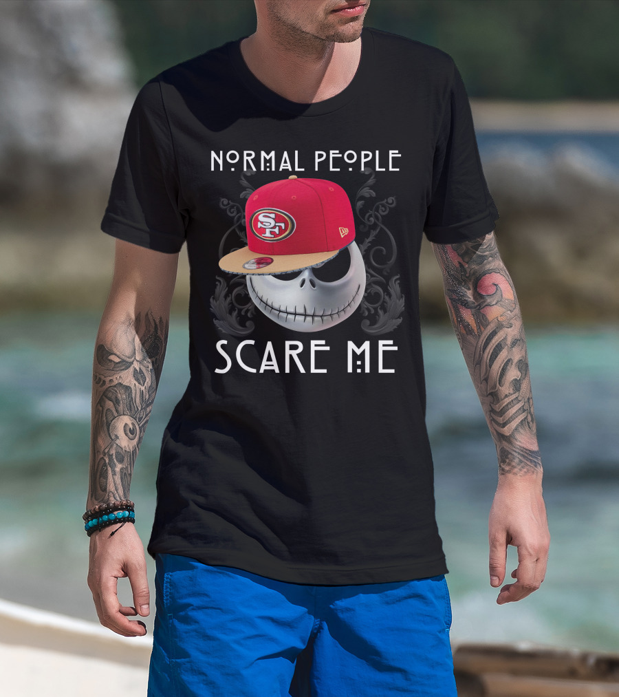 San Francisco 49ers Normal People Scare Me Jack Skellington Hat T-Shirt