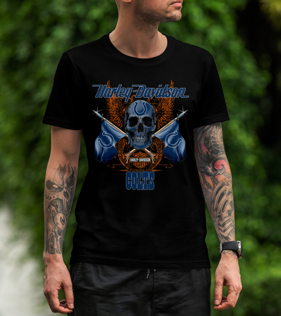 Harley Davidson Colts Skull Flags T-Shirt