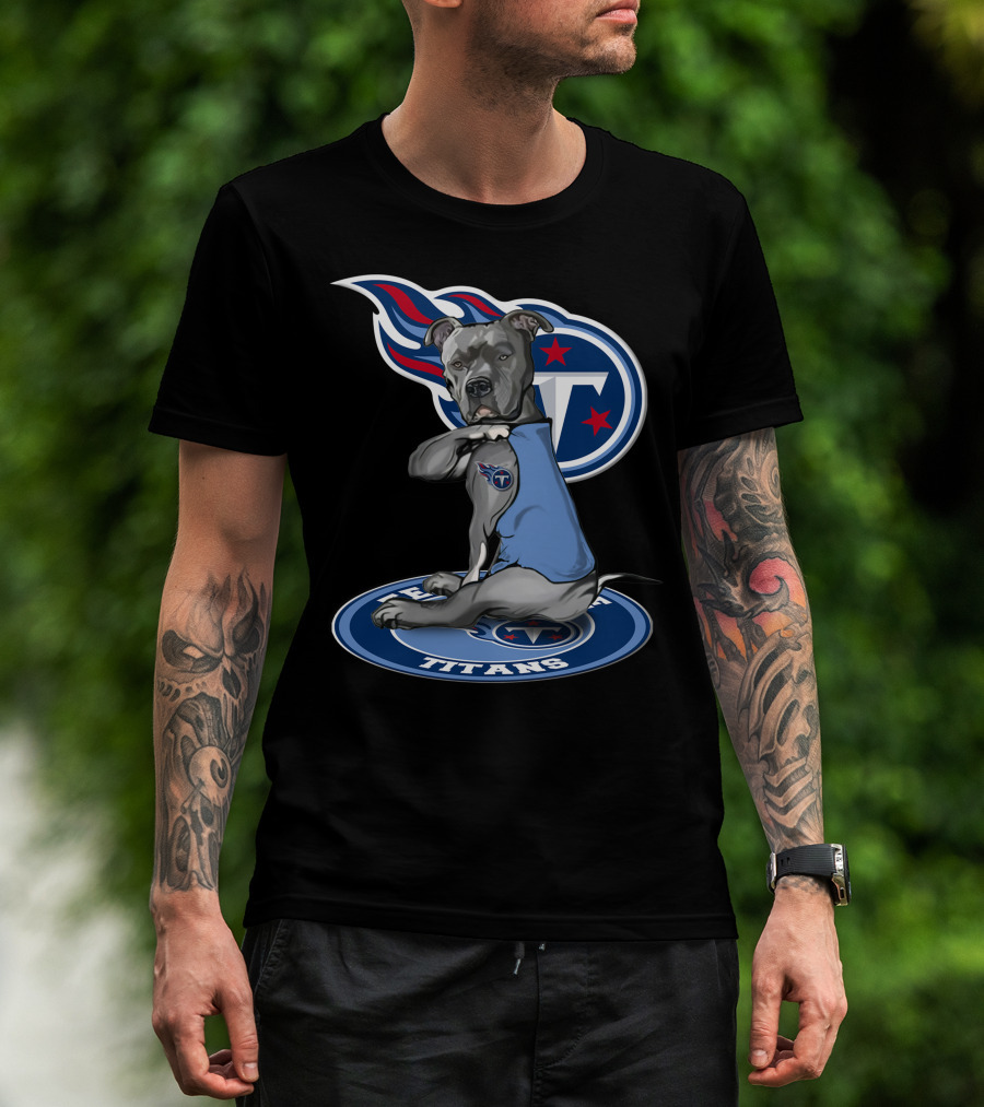 Tennessee Titans Dog With Logo And Stars T-Shirt