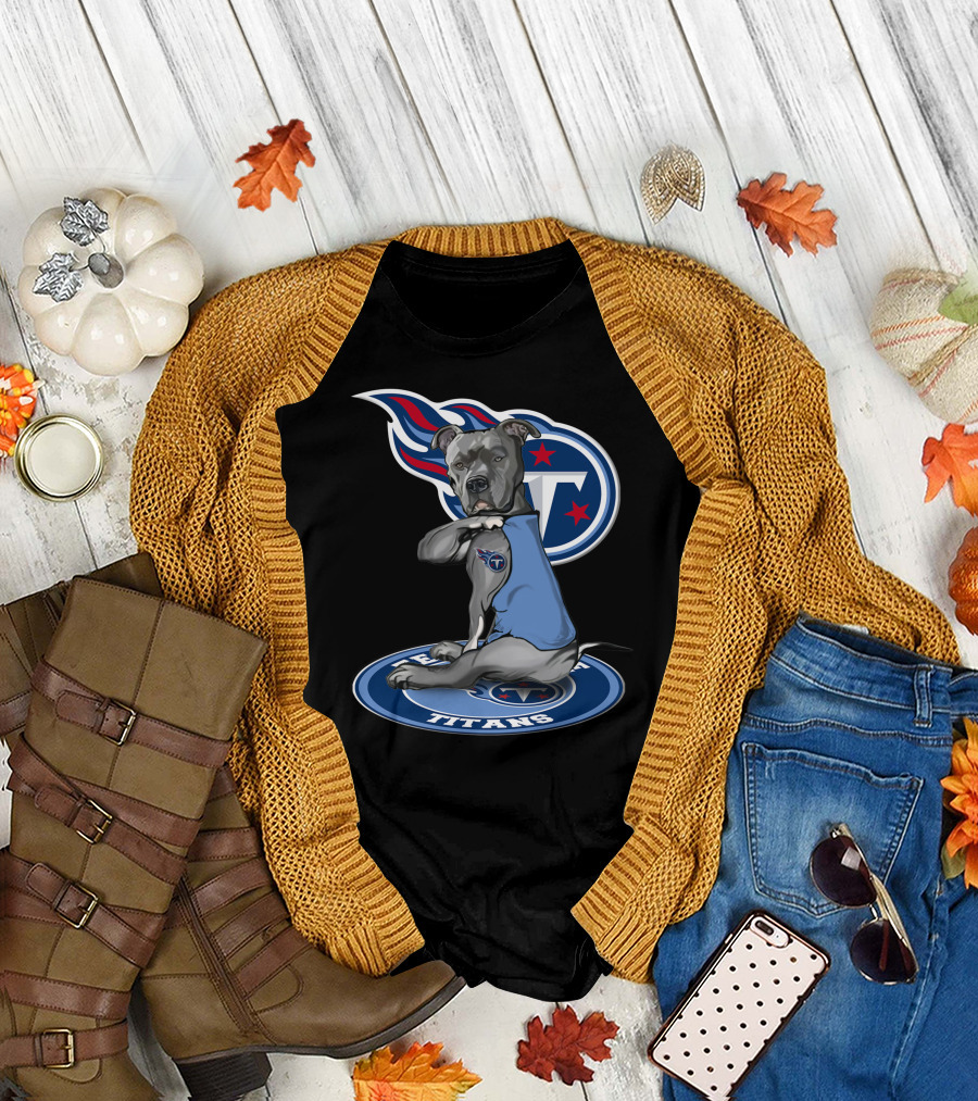 Tennessee Titans Dog With Logo And Stars T-Shirt