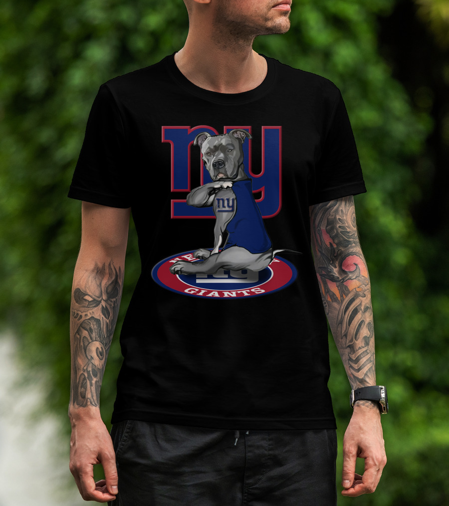 NY Giants Football Dog Mascot 21 Blue And Red T-Shirt