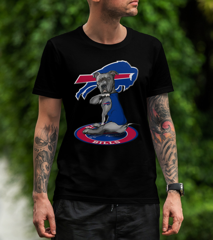 Buffalo Bills Dog With Team Logo And Colors T-Shirt