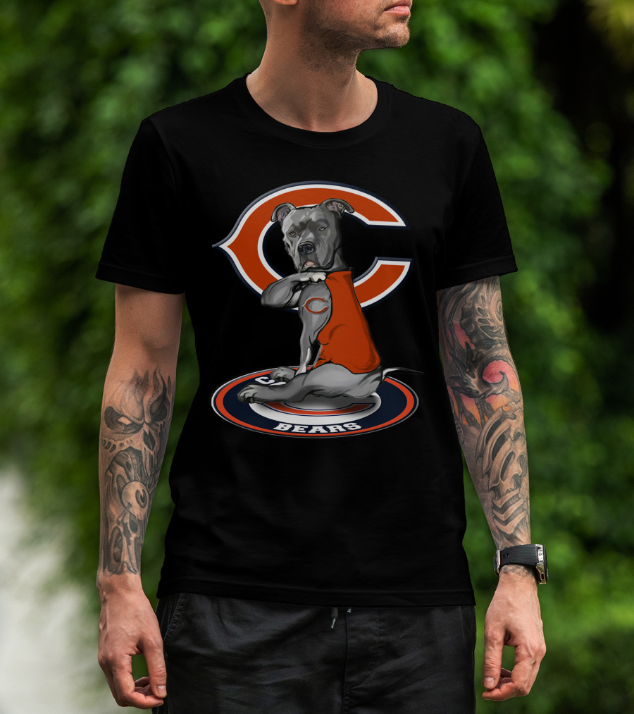 Chicago Bears Dog With Orange Jersey T-Shirt
