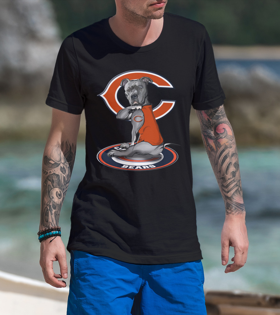 Chicago Bears Dog With Orange Jersey T-Shirt