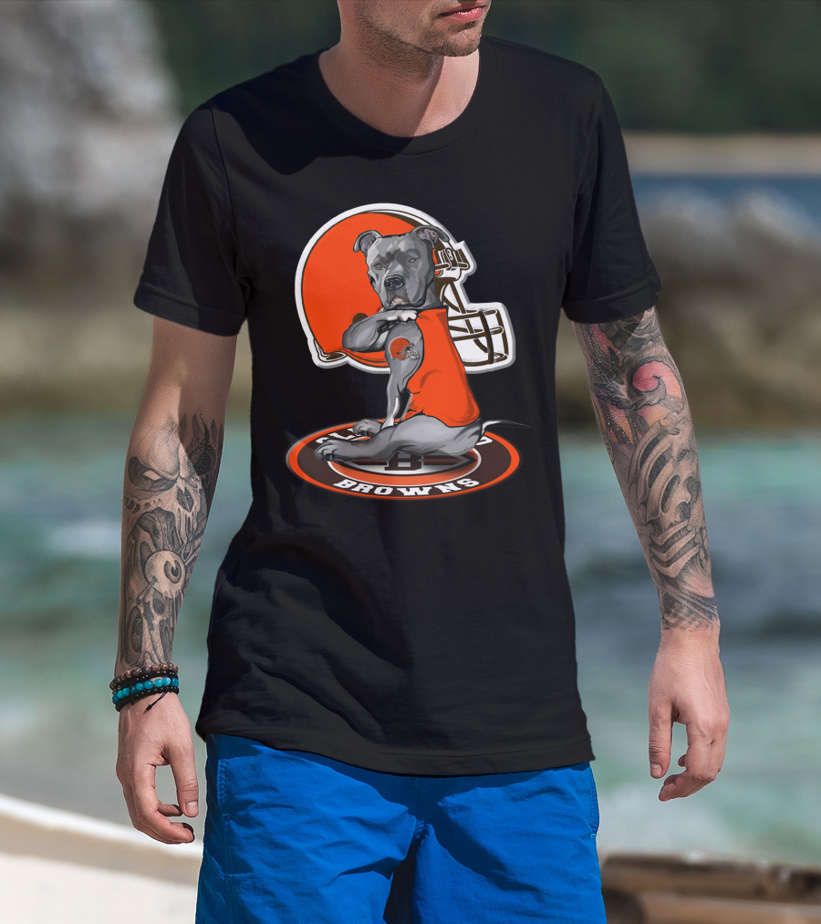 Cleveland Browns Dog Mascot With Helmet And Team T-Shirt