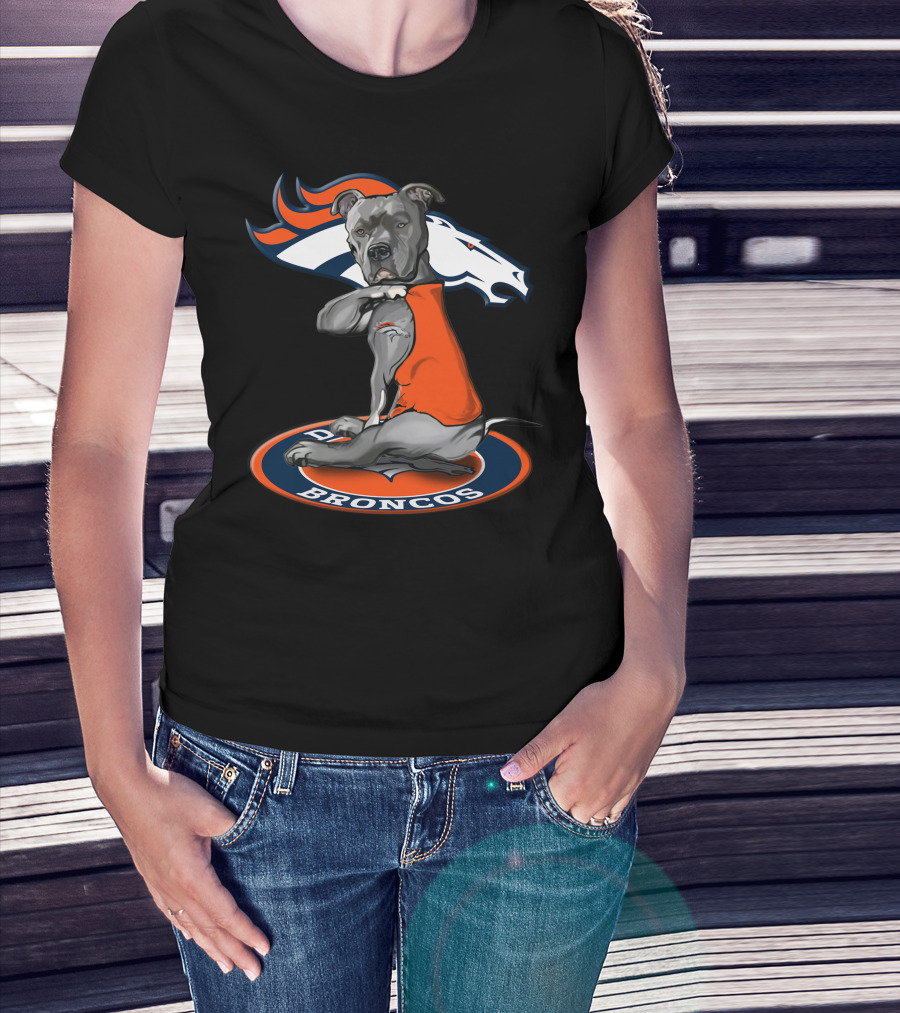 Denver Broncos Dog With Team T-Shirt