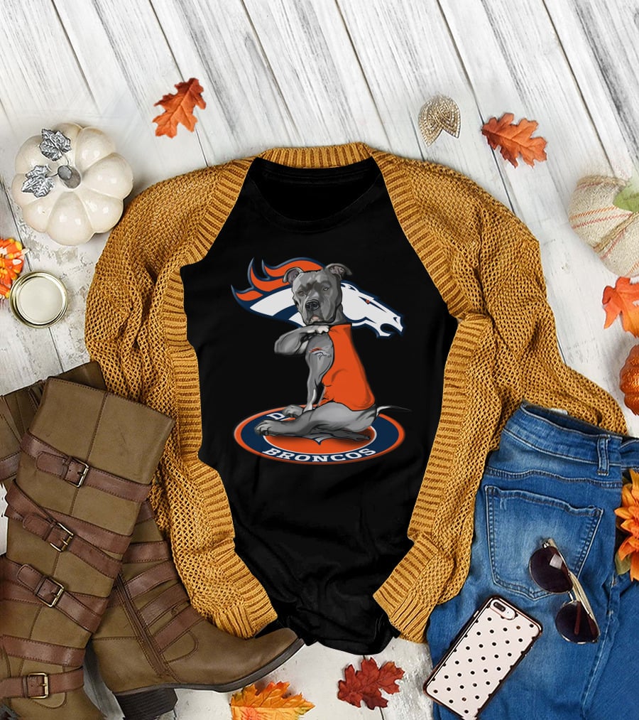 Denver Broncos Dog With Team T-Shirt